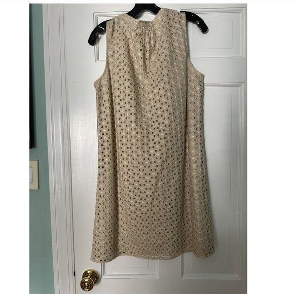 Michael Michael Kors Gold Metallic Eyelet Shift Dress Size 12 - Picture 5 of 9